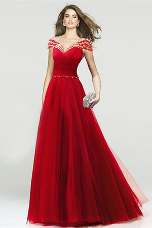 Abito da ballo shiena sheer bello a-line in tulle con perline senza maniche - Foto 2
