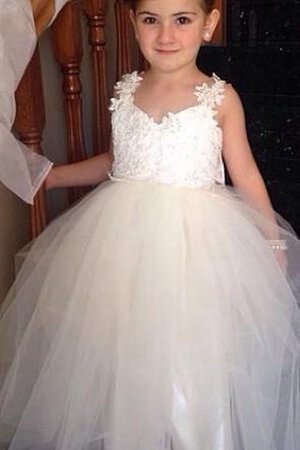 Robe de cortège enfant avec nœud à boucle en tulle appliques avec fleurs avec sans manches - Photo 3