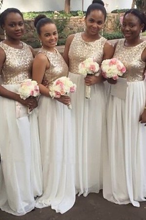 A-Line Schaufel-Ausschnitt Ärmelloses Prinzessin Bodenlanges Brautjungfernkleid - Bild 1
