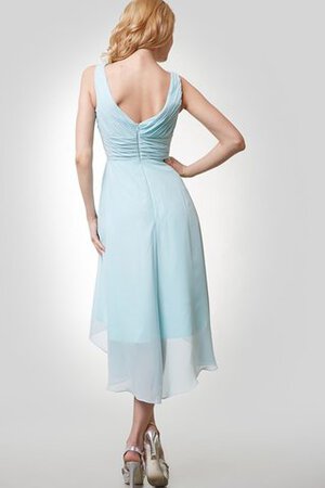 Gerüschtes Ärmelloses plissiertes vorn kurz hinten lang A-Line Brautjungfernkleid - Bild 3