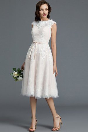 A Linie Beach Stil Tüll Bescheidenes Mini Brautkleid - Bild 3