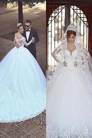 Robe de mariée classique naturel chic de mode de bal avec manche longue - Photo 1