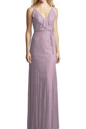 Vestido de Dama de Honor en Encaje de Encaje Adorno de Hasta el suelo de Escote en V - Foto 1