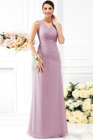 Empire Taille Enganliegendes Ärmelloses Brautjungfernkleid mit Drapierung aus Chiffon - Bild 19