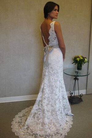 Robe de mariée romantique encolure ronde de col bateau ceinture de traîne moyenne - Photo 5