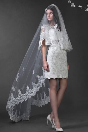 Robe de mariée naturel de traîne mi-longue decoration en fleur de col bateau avec nœud - Photo 1