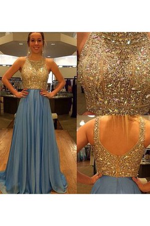 Perlenbesetztes Prinzessin A Linie Schaufel-Ausschnitt Ballkleid mit Empire Taille - Bild 1