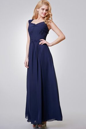Gerüschtes Ärmelloses Chiffon bodenlanges luxus Brautjungfernkleid mit Bordüre - Bild 2