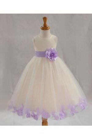A-Linie Duchesse-Linie Ärmellos Bateau Blumenmädchenkleid mit Schleife mit Rüschen - Bild 1