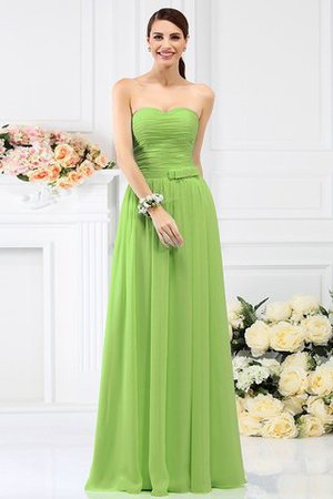 Robe demoiselle d'honneur plissage longue jusqu'au sol avec fleurs manche nulle - Photo 14