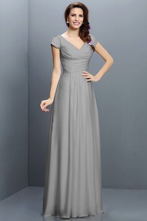 Robe demoiselle d'honneur plissé avec zip en chiffon de princesse a-ligne - Photo 27