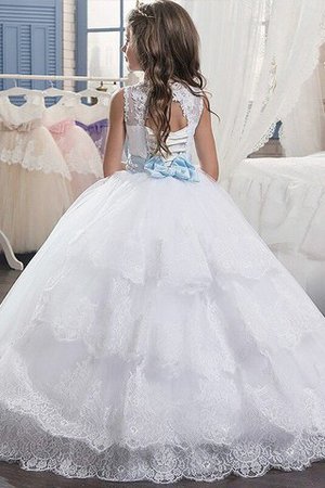 Robe de cortège enfant naturel manche nulle de mode de bal avec fleurs en tulle - Photo 2