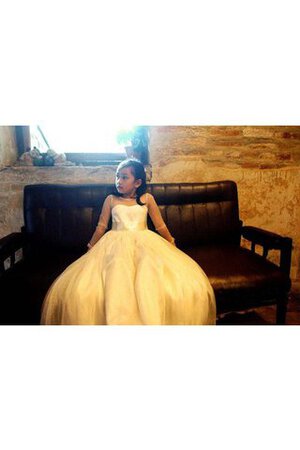 Abito da Cerimonia Bambini in Chiffon con Piega A-Line con Fusciacca A Terra alta vita - Foto 3