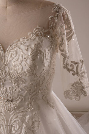 Robe de mariée en satin passionnant en 1/2 manche salle interne avec perle - Photo 3