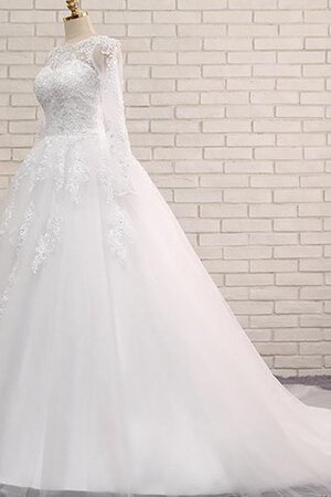 Elegante Vestido de Novia en Encaje de Botón de Abalorio de Cola Corte - Foto 4