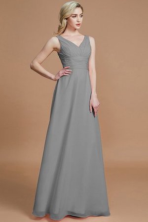 Prinzessin A-Linie Bodenlanges Brautjungfernkleid mit V-Ausschnitt ohne Ärmeln - Bild 32