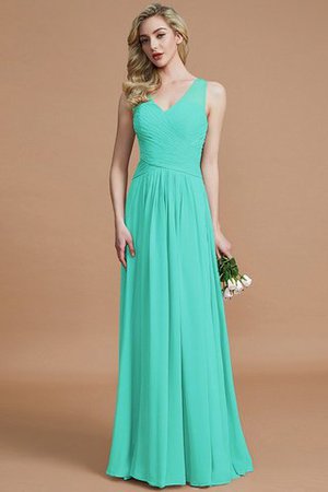 Prinzessin Normale Taille Bodenlanges Brautjungfernkleid aus Chiffon mit V-Ausschnitt - Bild 20