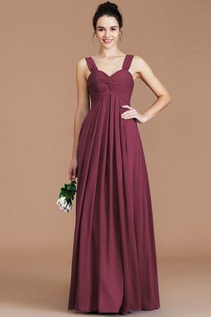 Robe demoiselle d'honneur naturel en chiffon de col en cœur jusqu'au sol d'empire - Photo 11