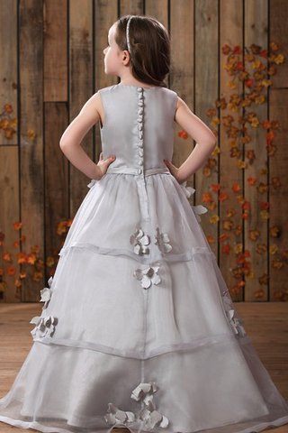 Robe de cortège enfant plissé avec bouton avec sans manches ligne a avec fleurs - Photo 2