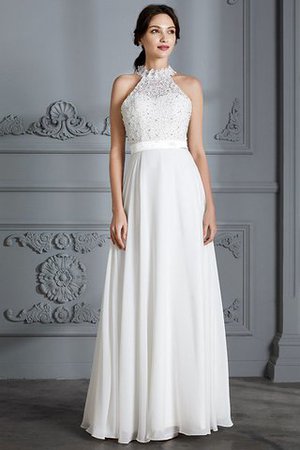 A Linie Chiffon Seeküste Bodenlanges Brautkleid mit Natürlicher Taille - Bild 4