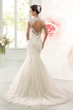 Spitze Perlenbesetztes Ärmelloses Meerjungfrau glamouröses Brautkleid mit Applikation - Bild 4