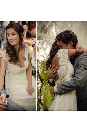 Robe de mariée moderne en tulle avec sans manches de traîne courte avec perle - Photo 2