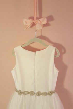 Abito da Cerimonia Bambini con Nastro A-Line con Increspature Barchetta decorato con Piega - Foto 4