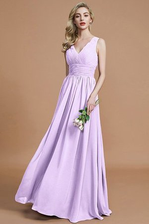Abito da Damigella A-Line Principessa A Terra Senza Maniche in Chiffon - Foto 24