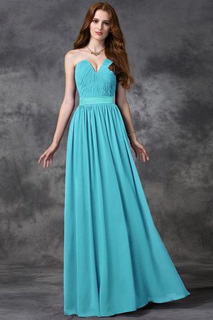 Abito da Damigella Lunghi Cuore A Terra con Increspato in Chiffon - Foto 3