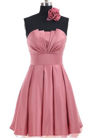 Normale Taille plissiertes Ärmelloses trägerloser Ausschnitt A-Line mini Brautjungfernkleid - Bild 2