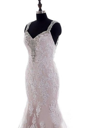 Abito da Sposa in pizzo Cappellino con Perline con Applique Coda A Strascico Cappella in Pizzo - Foto 3