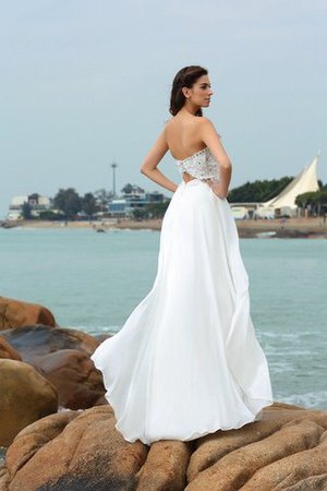 Empire Taille A Linie Perlenbesetztes Bodenlanges Brautkleid ohne Ärmeln - Bild 2