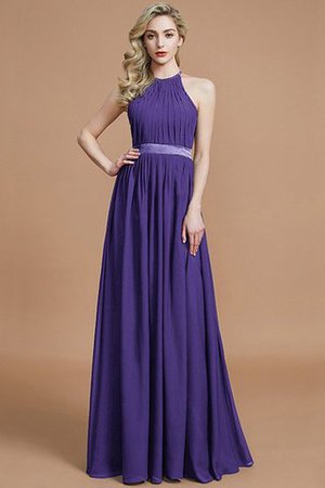 Robe demoiselle d'honneur manche nulle avec zip ruché jusqu'au sol en chiffon - Photo 29