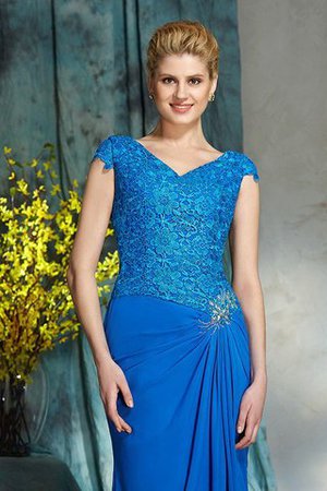 Normale Taille Reißverschluss Kurze Ärmeln V-Ausschnitt Anständiges Brautmutterkleid - Bild 6