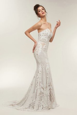 Abito da sposa bella in pizzo retro in stain elastico naturale spazzola treno - Foto 2