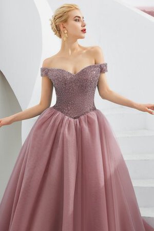 A Linie Einzigartig Ärmelloses Ballkleid aus Tüll aus Satin - Bild 4