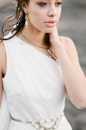 Robe de mariée naturel avec chiffon jusqu'au sol fermeutre eclair a plage - Photo 4