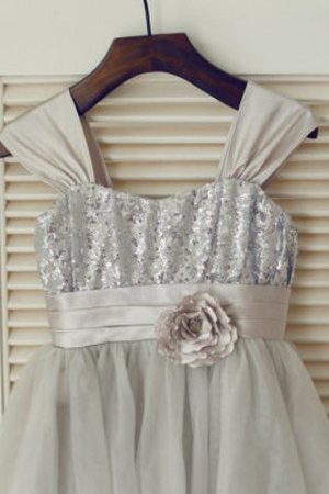 Robe de cortège enfant naturel en tulle avec zip bretelles spaghetti de princesse - Photo 3