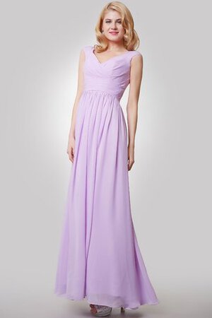 Robe demoiselle d'honneur romantique delicat ruché avec nœud à boucles avec manche courte - Photo 2