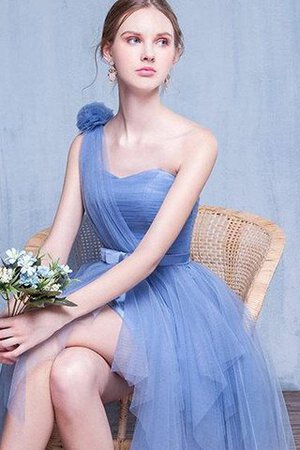 Ewiges Tüll Ein Schulter Ärmelloses schlichtes Brautjungfernkleid mit Gürtel - Bild 3