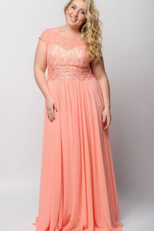 Robe de bal decoration en fleur en chiffon col en bateau avec manche courte - Photo 1