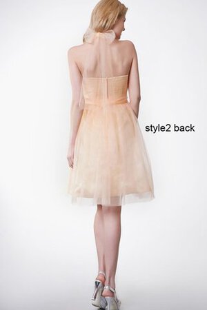 Ärmellos Tüll Reißverschluss plissiertes mini bescheidenes Brautjungfernkleid - Bild 4