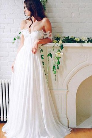 Plissiertes A-Linie kurze Ärmeln luxus Brautkleid mit Applikation mit Bordüre