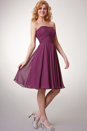 Ärmellos Reißverschluss a linie trägerlos mini Brautjungfernkleid aus Chiffon - Bild 4