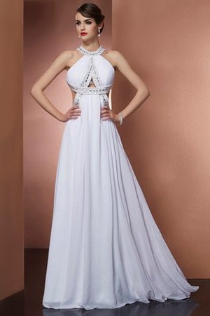 Robe de bal longue avec chiffon avec perle dos nu avec sans manches - Photo 1