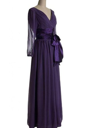 A-Linie Chiffon gerüschtes dreiviertel Länge Ärmeln bodenlanges Brautmutterkleid - Bild 2