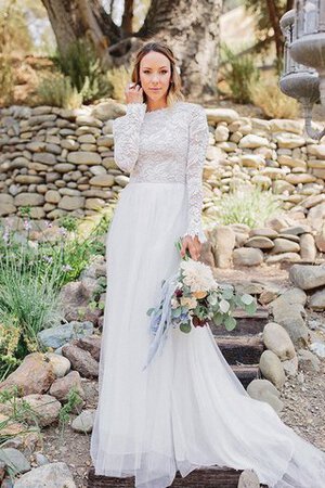 Robe de mariée intemporel décontracté chic a-ligne en tulle - Photo 1