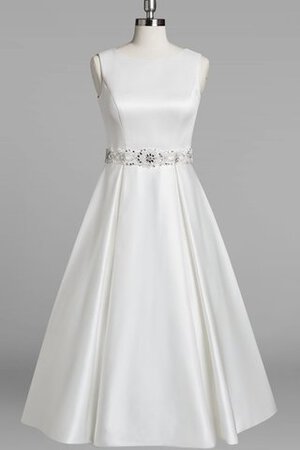 Abito da Sposa con Applique in pizzo con Perline in Raso Formale E Informale Senza Maniche - Foto 1
