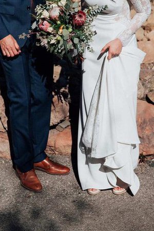 Etui Chiffon Spitze langärmeliges Juwel Ausschnitt Brautkleid mit Bordüre - Bild 4