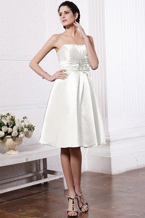 A Linie Elastischer Gewebter Satin Normale Taille Knielanges Kurzes Brautjungfernkleid - Bild 16